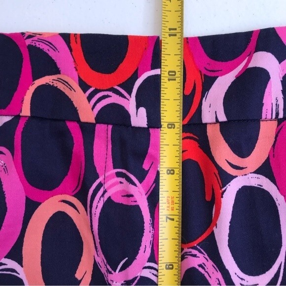 Pappagallo Navy Geometric Funky Circle Scalloped Hem Ankle Pants Women Size 12 - Picture 7 of 12